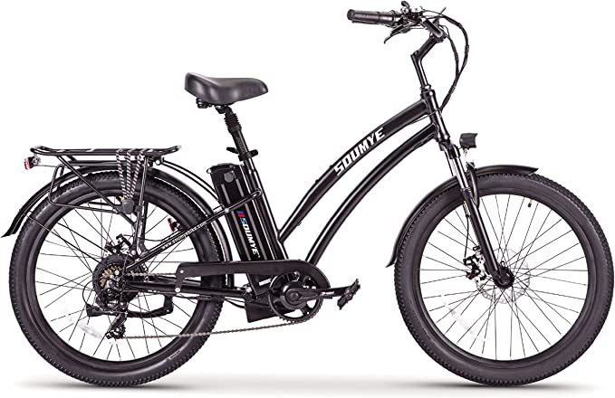 Soumye Step-Over Beach Cruiser Electric Bicycle