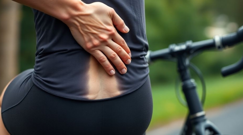 Close-up of a cyclist grimacing in discomfort on a bike.