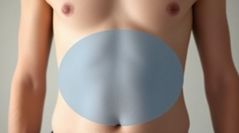 Person performing diaphragm breathing exercise.