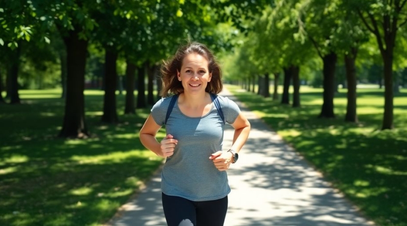 Person running comfortably in a park.