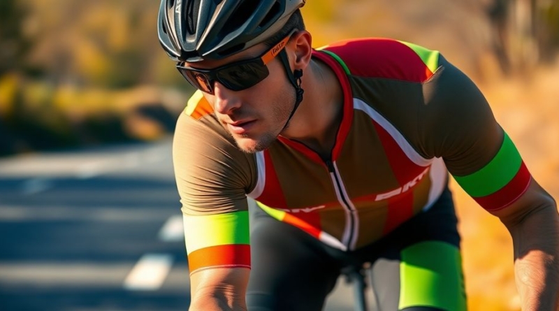Cyclist training on a road
